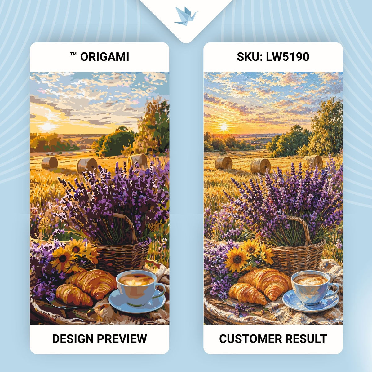 Malen nach Zahlen auf Keilrahmen 40×80 cm – Lavendelmorgen – Landschaft/Blumen/Stillleben – LW 5190