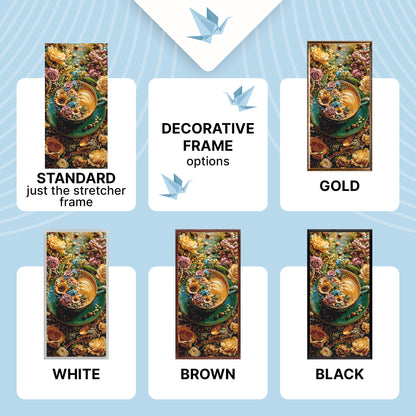 Malen nach Zahlen auf Keilrahmen 40×80 cm – Blumen und Kaffee – Blumen/Stillleben – LW 5203