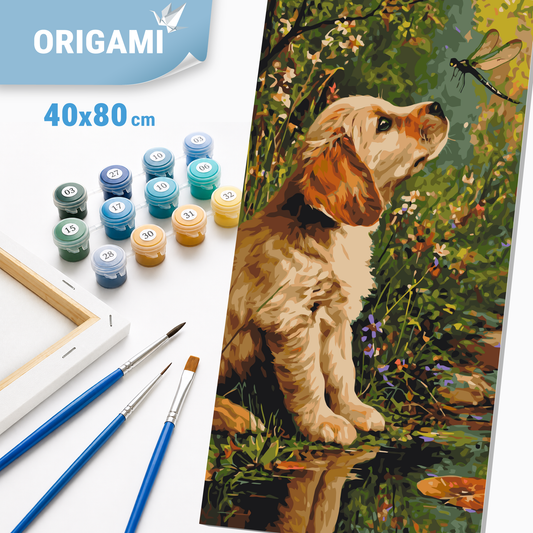 Paint by Numbers on a 40x80 cm frame - Dog and Bugs - Animals - LW 5204