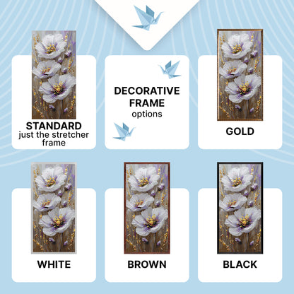 Malen nach Zahlen auf Keilrahmen 40×80 cm – Zarte Blumen mit Metallicfarben – Blumen – LW 5207