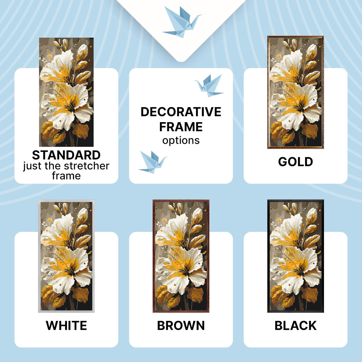 Malen nach Zahlen auf Keilrahmen 40×80 cm – Luxuriöse Iris mit Metallicfarben – Blumen – LW 5216
