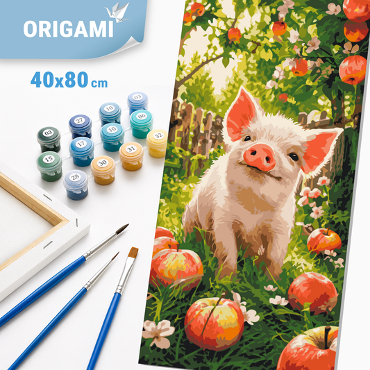 Paint by Numbers on a 40x80 cm frame - Happy Little Pig - Animals - LW 5222
