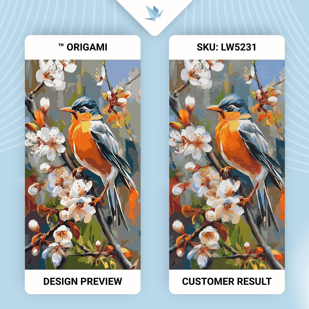 Malen nach Zahlen auf Keilrahmen 40×80 cm – Glücksvogel – Landschaft/Blumen/Tiere – LW 5231