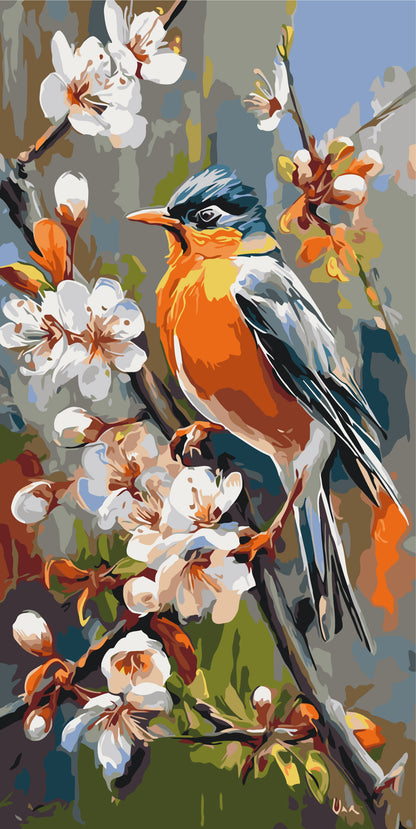 Malen nach Zahlen auf Keilrahmen 40×80 cm – Glücksvogel – Tiere/Landschaft – LW 5231