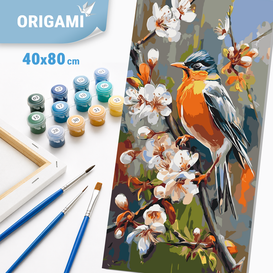 Malen nach Zahlen auf Keilrahmen 40×80 cm – Glücksvogel – Tiere/Landschaft – LW 5231