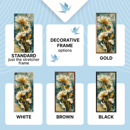 Malen nach Zahlen auf Keilrahmen 40×80 cm – Pusteblumen mit Metallicfarben – Blumen – LW 5233