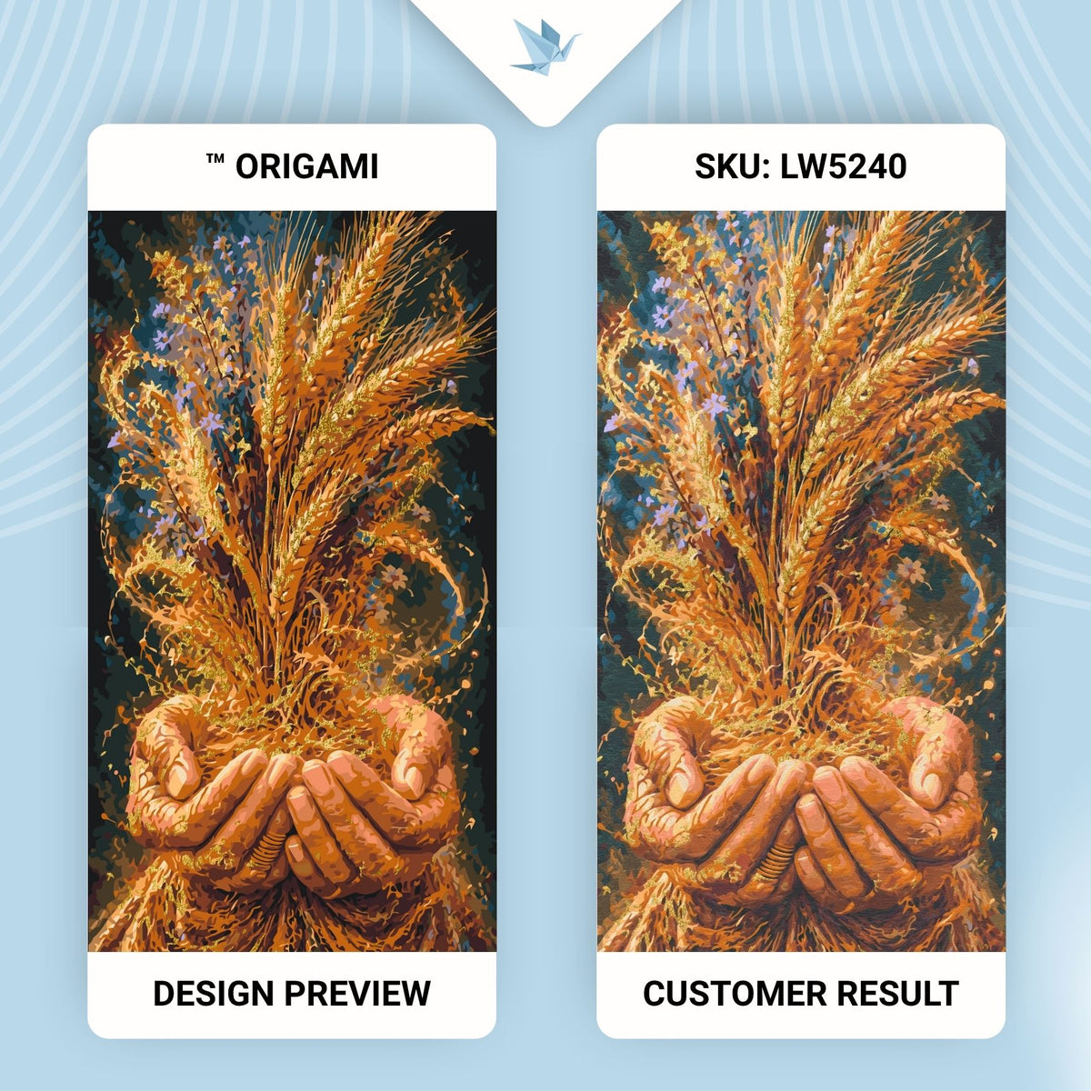 Malen nach Zahlen auf Keilrahmen 40×80 cm – Ähren der Fülle mit Metallicfarben – Landschaft/Blumen – LW 5240