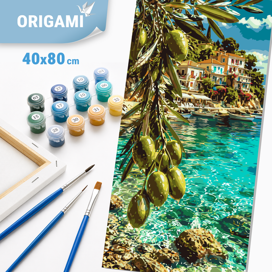 Paint by Numbers on a 40x80 cm frame - Mediterranean Dream - Olive Paradise - Landscape - LW 5247