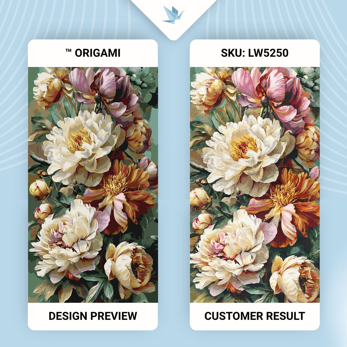 Malen nach Zahlen auf Keilrahmen 40×80 cm – Edler Pfingstrosenstrauß – Blumen – LW 5250