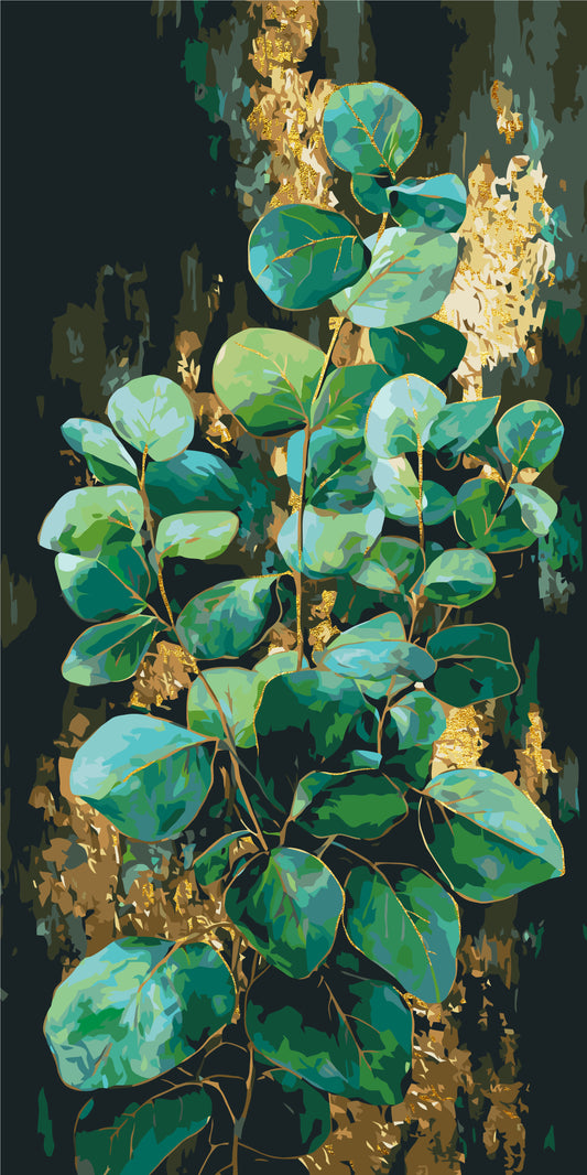 Paint by Numbers on a 40x80 cm frame - Eucalyptus - Flowers with Metallic Paints - LW 5252