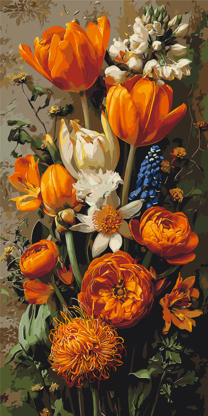 Malen nach Zahlen auf Keilrahmen 40×80 cm – Frühlingstulpen – Blumen – LW 5253