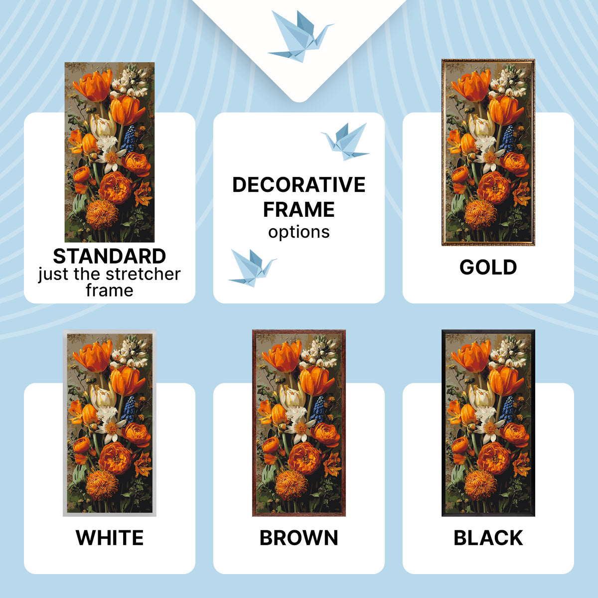 Malen nach Zahlen auf Keilrahmen 40×80 cm – Frühlingstulpen – Blumen – LW 5253