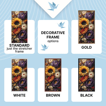 Malen nach Zahlen auf Keilrahmen 40×80 cm – Sonnenblume und Pfingstrosen – Blumen – LW 5254