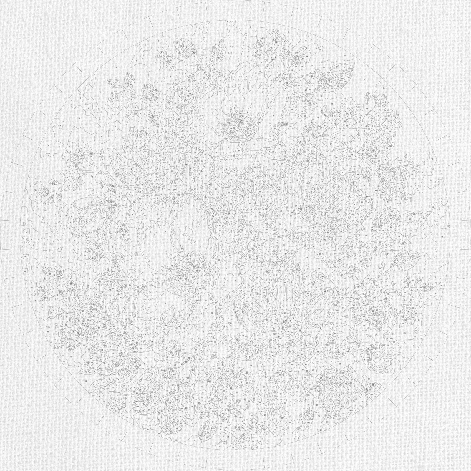 Rundes Malen nach Zahlen Ø45 cm – Blumen – Zartheit der Magnolien – OR 2017