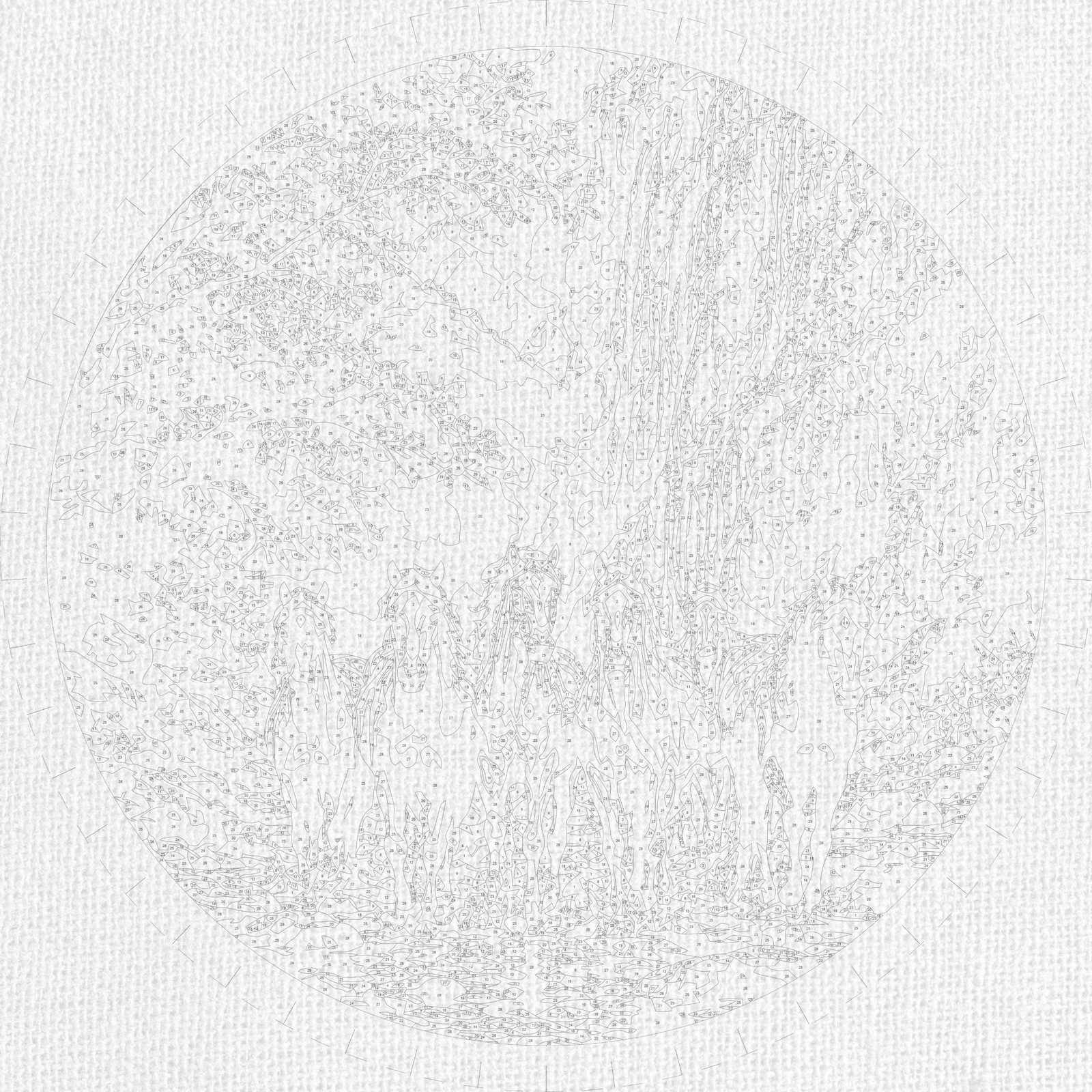 Rundes Malen nach Zahlen Ø45 cm – Tiere/Landschaft – Wildpferde am Wasserfall – OR 2018