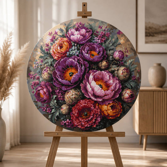 Rundes Malen nach Zahlen Ø45 cm – Blumen – Pfingstrosenstrauß – OR 2019