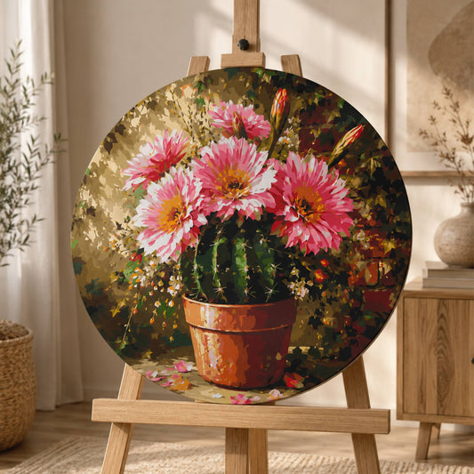 Rundes Malen nach Zahlen Ø45 cm – Blumen – Echinopsis-Kaktus – OR 2028
