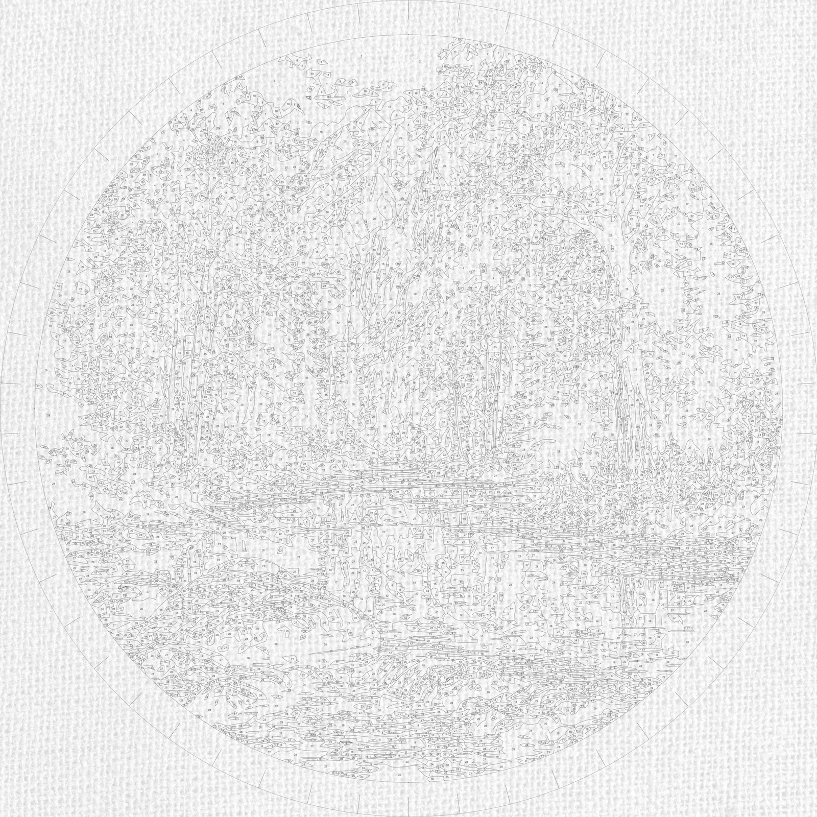 Rundes Malen nach Zahlen Ø45 cm – Landschaft – Herbstlicher Fluss in den Bergen – OR 2029