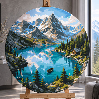 Rundes Malen nach Zahlen Ø45 cm – Bergsee – Landschaft – OR 2035