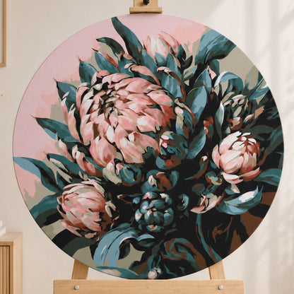 Rundes Malen nach Zahlen Ø40 cm – Zarte Pfingstrosen – Blumen – OR 2044