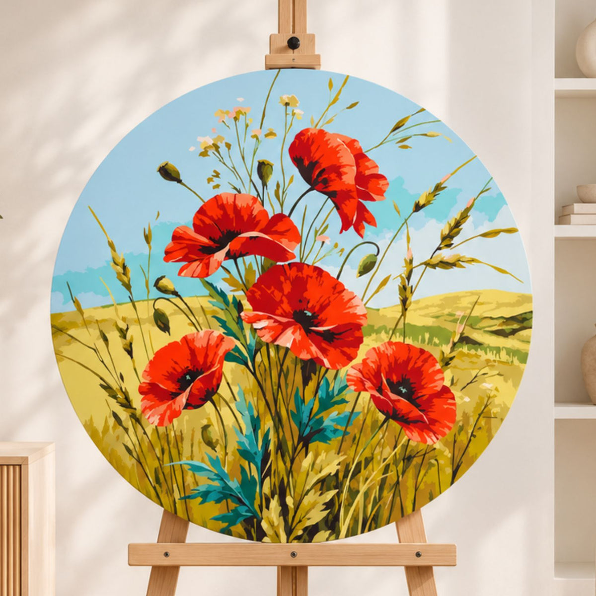 Rundes Malen nach Zahlen – roter Klatschmohn
