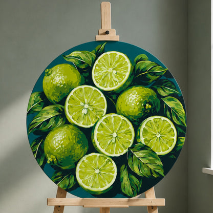 Rundes Malen nach Zahlen Ø35 cm – Saftige Limette – Stillleben – OR 2054