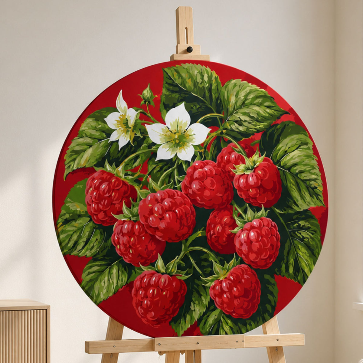 Rundes Malen nach Zahlen – saftige Himbeeren