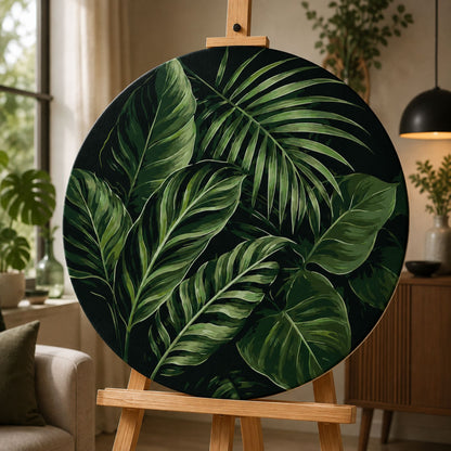 Rundes Malen nach Zahlen Ø35 cm – Tropische Blätter – Blumen – OR 2057