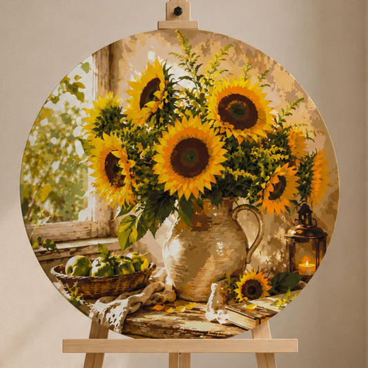 Rundes Malen nach Zahlen – Sonnenblumenstrauß