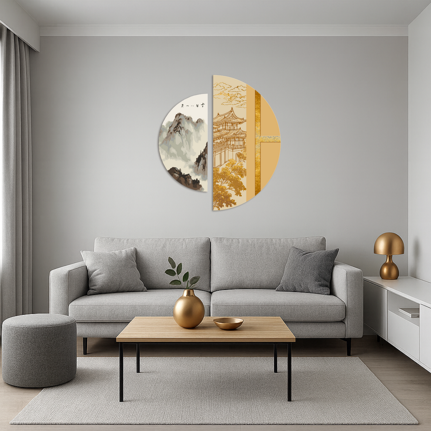 Malen nach Zahlen auf Keilrahmen 70×70 cm – Japanischer Geist (Halbkreise) mit Metallicfarben OSR 1004