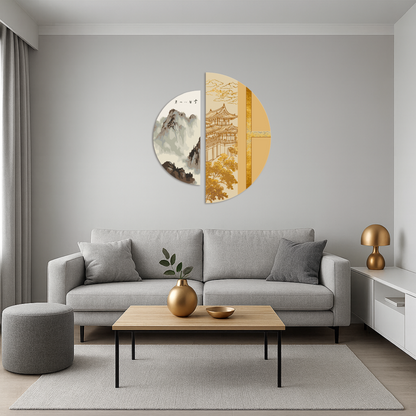 Malen nach Zahlen auf Keilrahmen 70×70 cm – Japanischer Geist (Halbkreise) mit Metallicfarben OSR 1004