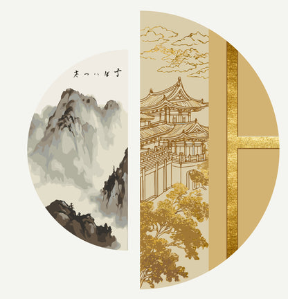 Malen nach Zahlen auf Keilrahmen 70×70 cm – Japanischer Geist (Halbkreise) mit Metallicfarben OSR 1004