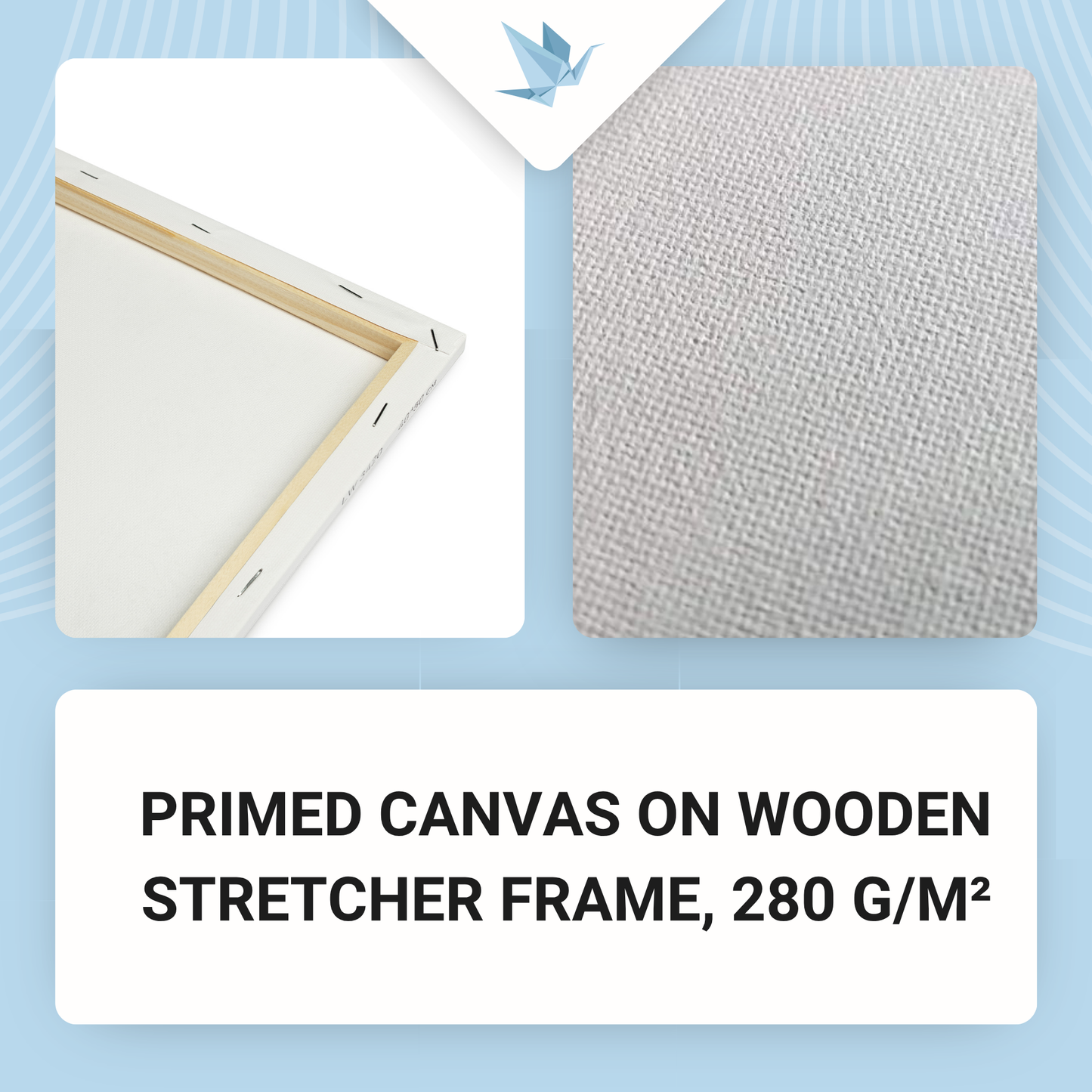 Grundierte Leinwand auf Holzkeilrahmen 20×20 cm, 280 g/m²