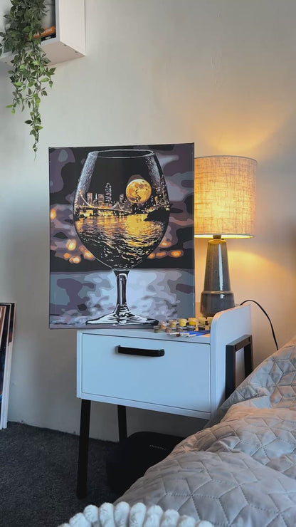 Malen nach Zahlen auf Keilrahmen 40×50 cm – Tasse der Inspiration mit Metallicfarben LW 3500