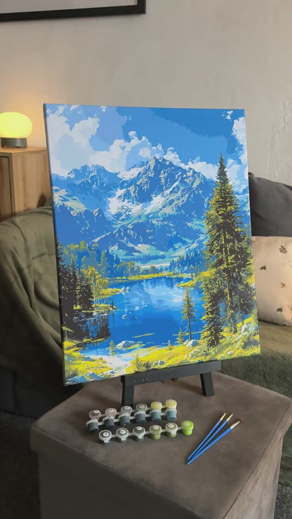 Malen nach Zahlen auf Keilrahmen 40×50 cm – Landschaft – Bergidylle LW 30990